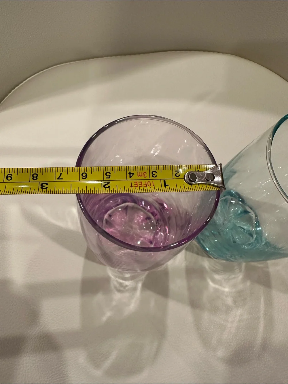 Colored Base Glass Tumbler - purple and Blue (Set of 2)